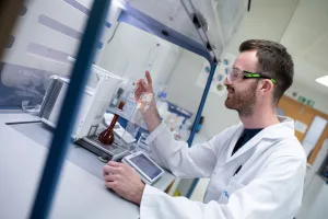Scientist in the labs at Radiofilum Pharmaceutical Solutions